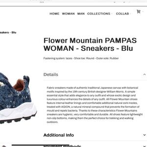 Flower Mountain Pampas woman cotton small flowers blue size 9.5 (40)